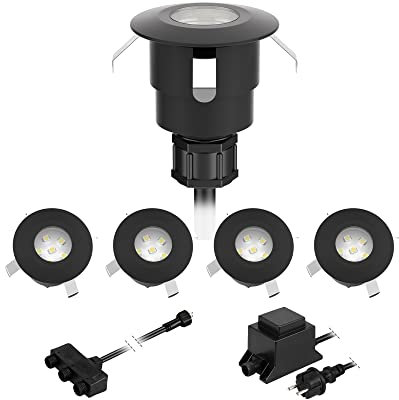 ledscom.de LED Bodeneinbauleuchte ATRIA für außen, IP65, schwarz, rund, 40mm Ø, kaltweiß 5er Set