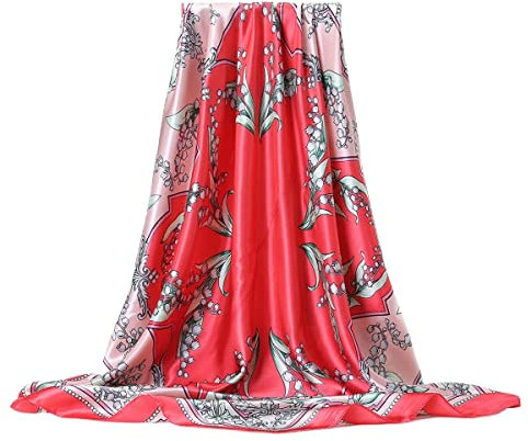 FAIRYGATE Schal Rot Damen Seidentücher Mädchen Glänzend Halstuch Seidentuch Seidenschal Schal Bandana Kopftuch Nickituch 90x 90cm (rot) 73016