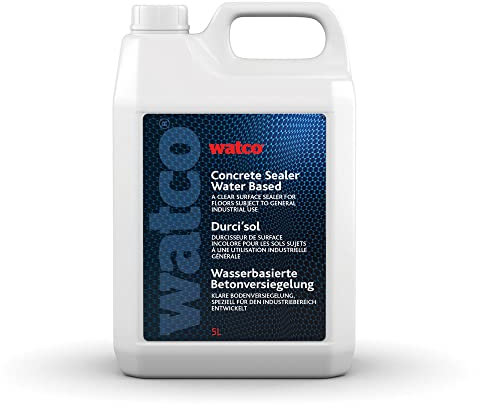 Watco Concrete Sealer - Water Based - Interior & Exterior - Ideal for Warehouses, Production Areas, Garages, and Storage Rooms - Dustproofer, Hardener and Surface Sealer Combined (5L, Light Grey)