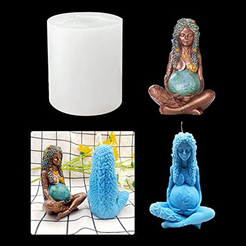 Moldes de resina 3D, molde de silicona para diosa, molde de fundición epoxi para mujer embarazada, molde de vela milenaria para manualidades, adornos artesanales, figuras de resina (madre tierra)