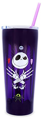 Jack Hands Gobelet en acier inoxydable avec paille Motif L'Étrange Noël de Monsieur Jack 650 ml