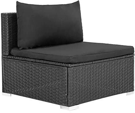 Mingone Rattansofa Gartensofa Gartenlounge Sofa Wasserdichtes Gartenmöbel für Veranda Garten Outdoor Balkon mit Kissen,Schwarz