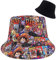 Roffatide Anime Chapeau Seau Pliable Unisexe Chapeau de Pêche Imprimé Graffiti de Soleil Réversible à Double Face