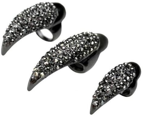 Halloween Kostümklauen 10Pcs 3 Größen Punkstil Ringe Biegung Fingerspitzenklauen Schmuck Falsche Nagel Halloween Gefälschte Nägel Ringe für Halloween Cosplay Party
