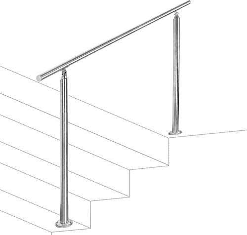 Jopassy Barandilla de acero inoxidable, pasamanos para escaleras, sin travesaños, barandilla de entrada para balcón, escaleras, interior y exterior (100 cm)