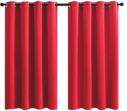 Ayoiow Tende Camera 2 Pezzi 66W x 90L inch, Poliestere Tenda Trasparente Finestra Tinta Unita Rot Tende Interni Finestre