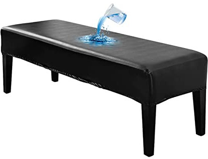 Bestenrose Wasserdicht Esszimmer Bankhussen PU Leder Bankhusse Bezüge Stretch Bezug für Esszimmer Bank Abnehmbarer Waschbarer Bankbezug für Eckbank Küche (Schwarz)
