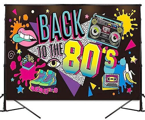 80er Party Banner 80 Jahre Party Dekoration Fotohintergrund zum 80 Geburtstags Party Deko ,180 x 110 cm