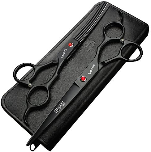 Tijeras de corte de pelo de 7/7.5 pulgadas, peluquero, juego de tijeras de corte de pelo de acero inoxidable para uso doméstico (7 pulgadas y 2 piezas-E)