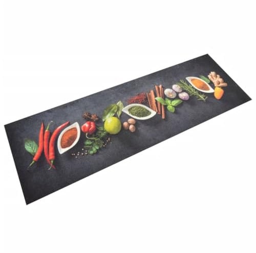 vidaXL Alfombra de Cocina Lavable Terciopelo Dibujo Especias 60x180 cm