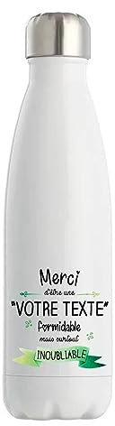 Gourde Isotherme personnalisable idée cadeau collègue Merci inoubliable femme | Bouteille Thermos 500 ml Texte à personnaliser