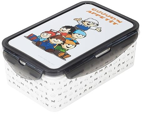 P:os 34995 - Mainzelmännchen Brotdose für Kinder mit 2 herausnehmbaren Einsätzen, Lunchbox aus Kunststoff mit 4 Clip-Verschlüssen, Vesperdose für Kindergarten, Schule und Freizeit