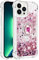 Wuhaizher iPhone 15 Pro Case with Ring Kickstand, Glitter Bling Sparkle Quicksand Flowing Liquid Clear TPU Gel Silicone ShockProof Protective Phone Case for iPhone 15 Pro Cover Girls, Rose Gold