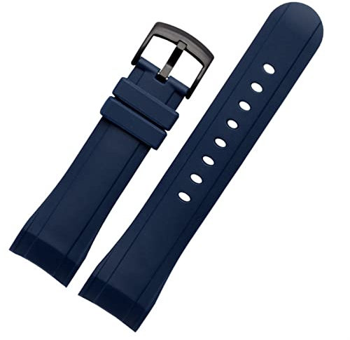 FFHAO Fluorkautschuk-Uhrenarmband, 24 mm, für Graham-Uhren, Gummiarmband, Herren-Sportarmband, gebogenes Ende, Blau, 24 mm, Achat