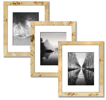 Burlwood Bilderrahmen, Wurzelholz, natürliche Oberfläche, Bilderrahmen für Familienfotos, elegante Wand- und Tischdekoration, 40,6 x 50,8 cm, mattiert bis 28 x 35,6 cm, 3 Stück