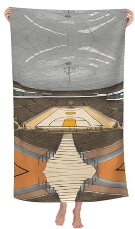 WURTON Asciugamano da spiaggia con stampa di basket Arena, per piscina e campeggio, per adulti e bambini