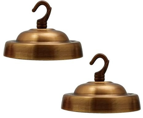 LEDSone Ceiling Rose Hook Plate Vintage Yellow Brass Metal 10.5 cm 2 Pack Antique Single Out Side Fitting with Accessories for Chandliers Pendant Lights Wall Lamps Hanging Lights Planters Decorations