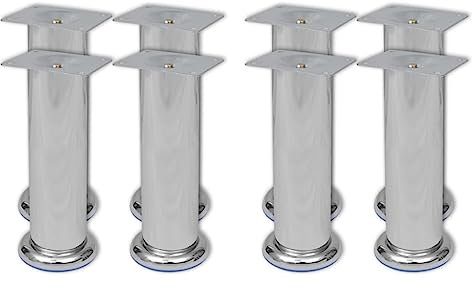 NQJIBUE Lot de 8 pieds de canapé ronds chromés 180 mm
