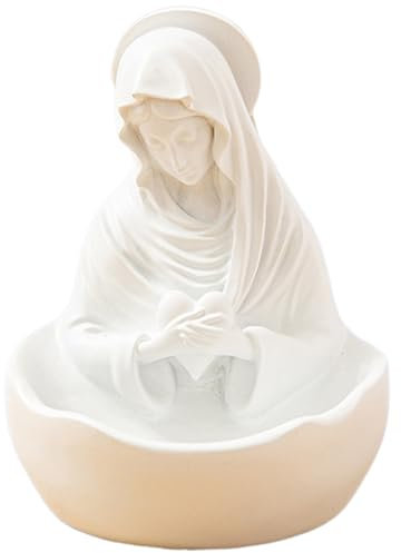 CNAFGBGG 1pc Jungfrau Maria Statue, 5.5x4.7 Bedenken Rosenkranzhalter weißes Harz gesegneter Mutter Maria Statue Heilige Mutter Figur, religiöses Geschenk für katholische Heimtischtischdekoration