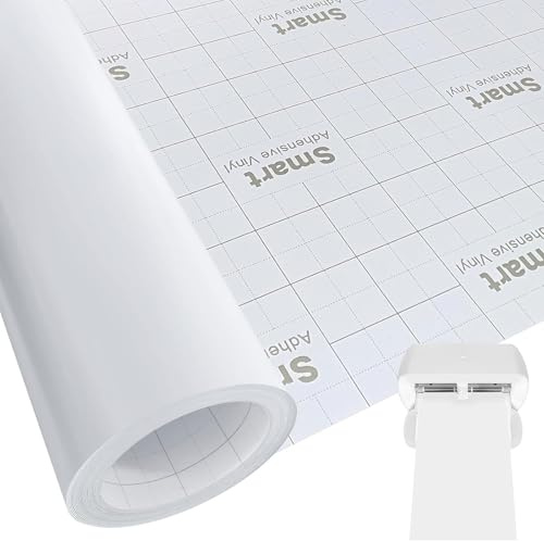 Smart Vinyl Permanent für Cricut Joy Xtra, 24x300cm Weiß Smart Adhesive Vinyl, Vinyl Plotter Film, Plotterfolie Selbstklebend für DIY Tassen, Autos, Banner, Dekoration
