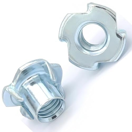 M6 x 12mm Captive Nuts (Pack of: 4) Four Pronged Tee Nuts Steel Zinc Plated T Nut