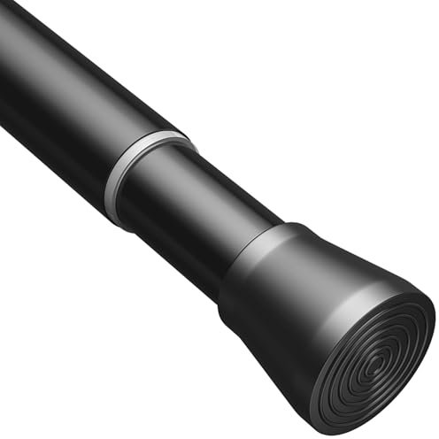 1pc Tension Rods For Curtains Shower Curtain Pole Telescopic Shower Rail Tension Pole Shower Curtain Pole Extendable No Drill For Wardrobe (Black 105-210cm, 25mm Diameter)