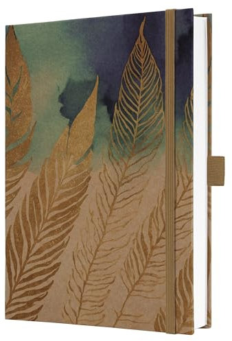 Sigel JN859 Notizbuch A5 liniert, stärkeres 100 g Papier, Geschenkbuch Jolie, Hardcover aus Kraftpapier, 192 Seiten, Pure Feathers, vegan, aus nachhaltigem Papier