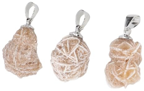 Zerodis 3 ciondoli a forma di rosa del deserto, accessori alla moda, versatili, per la creazione di gioielli, decorazione con espressione dell'amore per giovani uomini e donne, Pietra