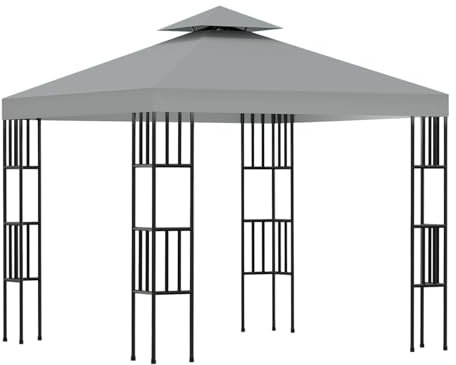 Grey 3x3m Gazebo Replacement Canopy Cover Top,Double Tiered Roof Replacement,For Outdoor Garden Patio Grill Gazebo Canopy (Replacement Cover Only)