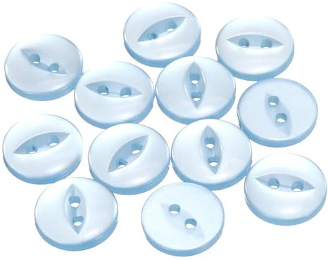 QUARKZMAN 12 Stück Knöpfe 15mm Harz Buttons zum Annähen 2 Löcher Runde Bastelknöpfe für Bekleidung Bettwäsche Hosen Hemd Blusen Kleider Rock Handwerk Selber Machen, Hellblau