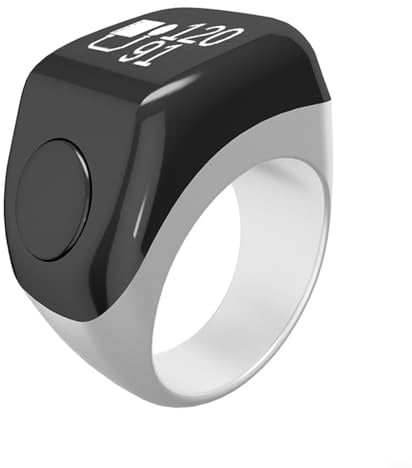 URPIZY Digitaler Gebetszähler Ring: Intelligenter Tasbih Zikr Ring Mit Vibration Und OLED-Display - Muslim Gebetsring Für Männer Und Frauen - 5 Tage Akkulaufzeit(White)