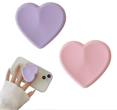 Handy Socket rosa Handy Griffhalter Einziehbarer Glas Liebe Herz Griff mit Kompatibel Mobiltelefon Ausziehbarer Sockel Stand für Smartphones,2 Stück