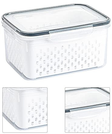 SUNGOOYUE Comfortable Transparent Storage Containers for Food with Drainage Design Reduce the Kitchen Disorder for Multifunctional Use (850ML)