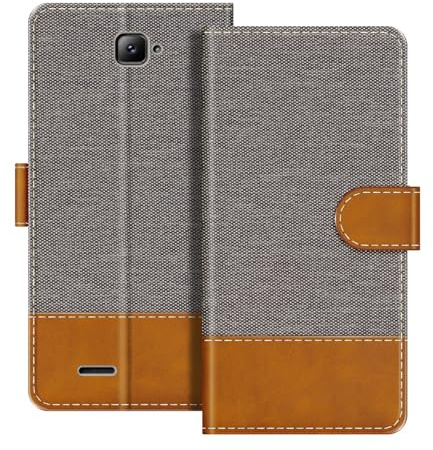 UOGNADGD Custodia Portafoglio in Pelle Flip Compatibile con Brondi Amico Smartphone Cover Telefono con Portacarte, Blocco RFID, Chiusura Magnetica & Supporto (Grigio)
