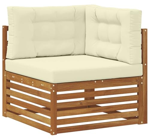vidaXL Outdoor Ecksofa Massivholz Akazie Natur, Balkonmöbel, modernes Gartenmöbel, elegant im Freien, wetterfest, leicht zu reinigen, Flexibles Design