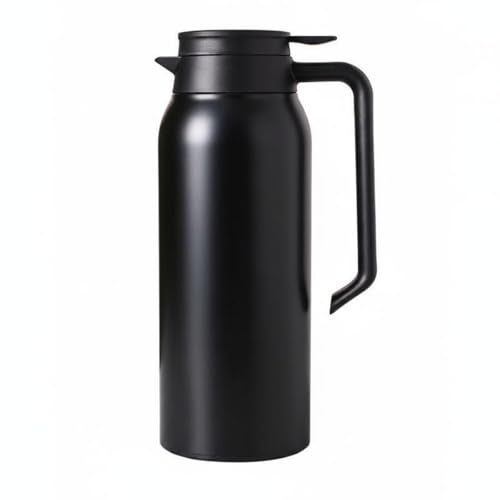 LeeQinersw Inox Carafe Isotherme Pichet Chauffant Bouteille Thermique Sous Vide avec Doublure Inox 304 et Corps PP Ouverture Large Aisé Capacité1500ml Adaptée, Noir, Noir
