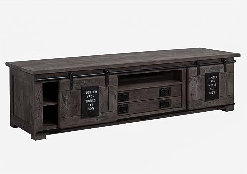 MASSIVMOEBEL24.DE Railway TV-Board 180x55x50 Mango Größen, Farbe:grau lackiert, Größe:180x55x50 cm (BxTxH)