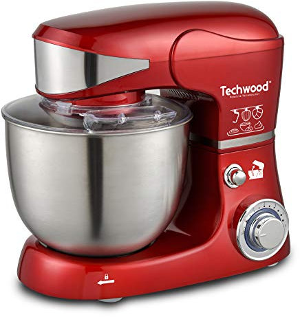 Techwood TRO-1055 Robot Pâtissier/Petrin-1000 W, Métal, Rouge