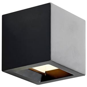 Lindby LED Beton Wandleuchte, Wandlampe Innen Quaso (Modern) in Schwarz aus (1 flammig) - Wandstrahler Wandbeleuchtung Schlafzimmer/Wohnzimmer Licht nach oben & unten