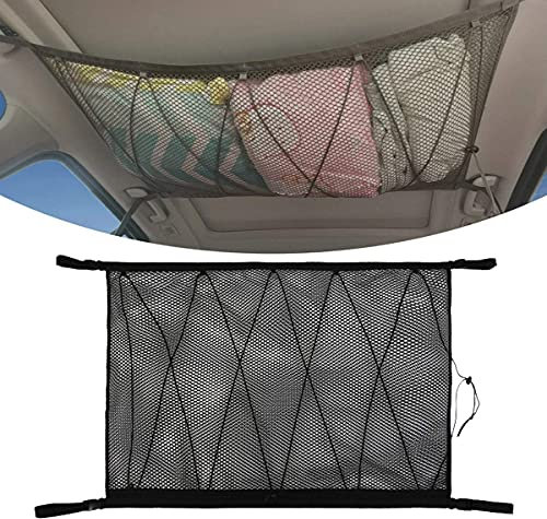 Namvo Auto-Decken-Aufbewahrungsnetz SUV-Decken-Netz-Tasche mit verbessertem Doppelkopf-Rei?Verschluss - Verhindern Sie fallendes Design für Steppdecke, leichte Gegenst?nde, Kleinigkeiten (schwarz)