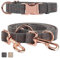 Rose Gold Dog Collar and Lead(2m) Set | Exceptionally Elegant & Adjustable | 3 Adjustable Lengths Dog Leash | Soft and Easy to Clean(Grey;S(11-15.7))