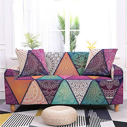 Himlaya Elastischer Sofabezug Stretch Couchbezug Sesselbezug Elastischer Antirutsch Stretchhusse 1/2/3/4 Sitz Weich Stoff Sofabezug Möbelschutz Verzieren (Boho Mandala 3,2 Sitze: 145-185cm)
