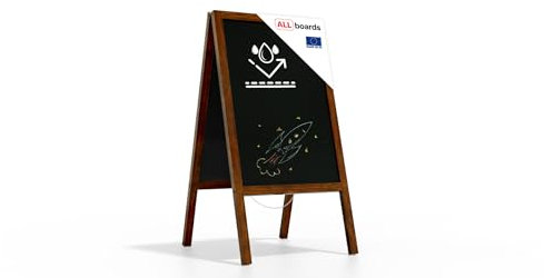 ALLboards Kundenstopper Wasserfest mit lackiertem Holzrahmen 118x61cm, Werbetafel, Gehwegaufsteller, Aufsteller, Straßenreiter, Kreide
