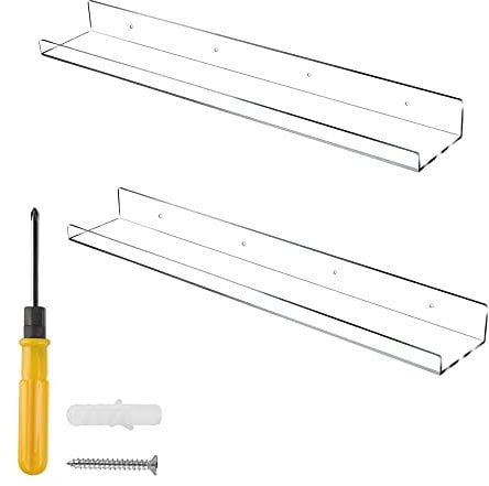 Jansburg Schwebende Regale, 61 cm, Acryl, transparent, 2 Stück, unsichtbares Bücherregal, 5 mm dick, Premium-Wandregal, Badezimmer-Ausstellungs-Organizer