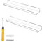Jansburg Schwebende Regale, 61 cm, Acryl, transparent, 2 Stück, unsichtbares Bücherregal, 5 mm dick, Premium-Wandregal, Badezimmer-Ausstellungs-Organizer