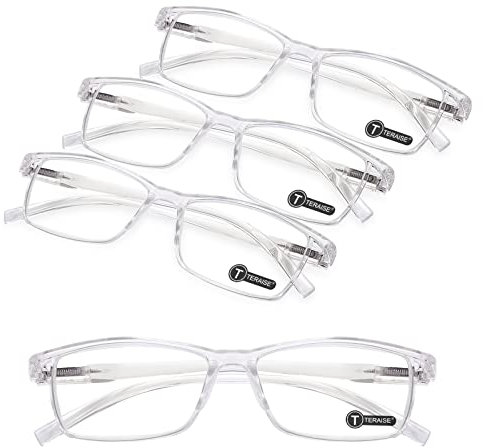 TERAISE 4-Stücke Lesebrille für Herren und Damen - Anti-Blaulicht, Leicht, Modisch und Komfortabel - Robuste Computer-Lesehilfe mit Blaulichtfilter und Federscharnier (2.0X)
