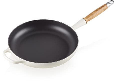 Le Creuset Signature Cast Iron Frying Pan With Wooden Handle 28cm Meringue, 20258287160422