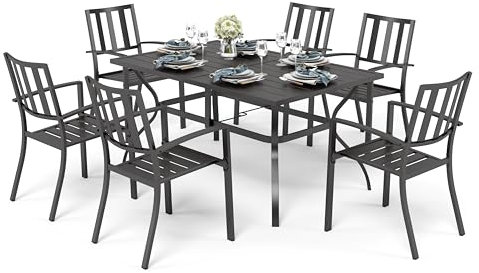 PHIVILLA Gartenmöbel Set 6 stühle mit Tisch Wetterfest Gartengarnitur Set 6 Personen mit Stapelbare Stühle Terrassenmöbel Set Outdoor Bistro Möbel Sets Metall