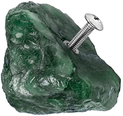 mookaitedecor 2Pcs Natural Fluorite Rough Stone Drawer Cabinet Knobs with Screws, Irregular Healing Crystal Decorative Knob Pull Handle for Drawers Cupboard Wardrobe Bedroom Furniture