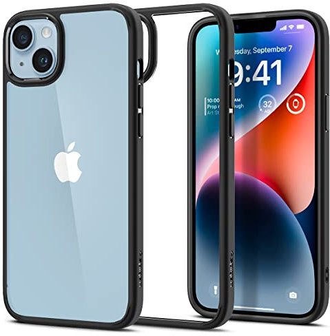 Spigen für iPhone 14 Ultra Hybrid Hülle [Anti-Yellowing] Case Handyhülle Schutzhülle Cover Transparent Durchsichtig Dünn Slim -Matte Black